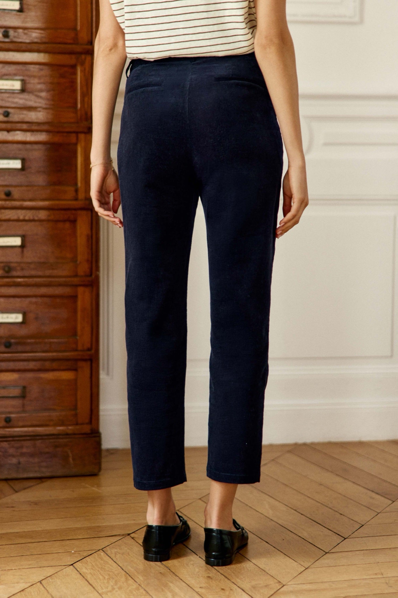 Pantalon cigarette Parfaito en velours côtelé — Marine — vue 2