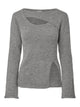 PCVALLIE Pull slim col rond à découpe et fente — Pieces — Medium Grey Melange — packshot | Appart 17 Bruxelles