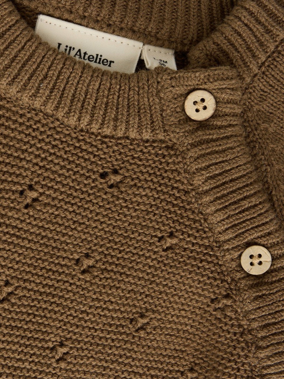 NBNLAGUNA Gilet cache-cœur en maille bébé — Lil' Atelier — Teak — autre vue 5 | Appart 17 Bruxelles