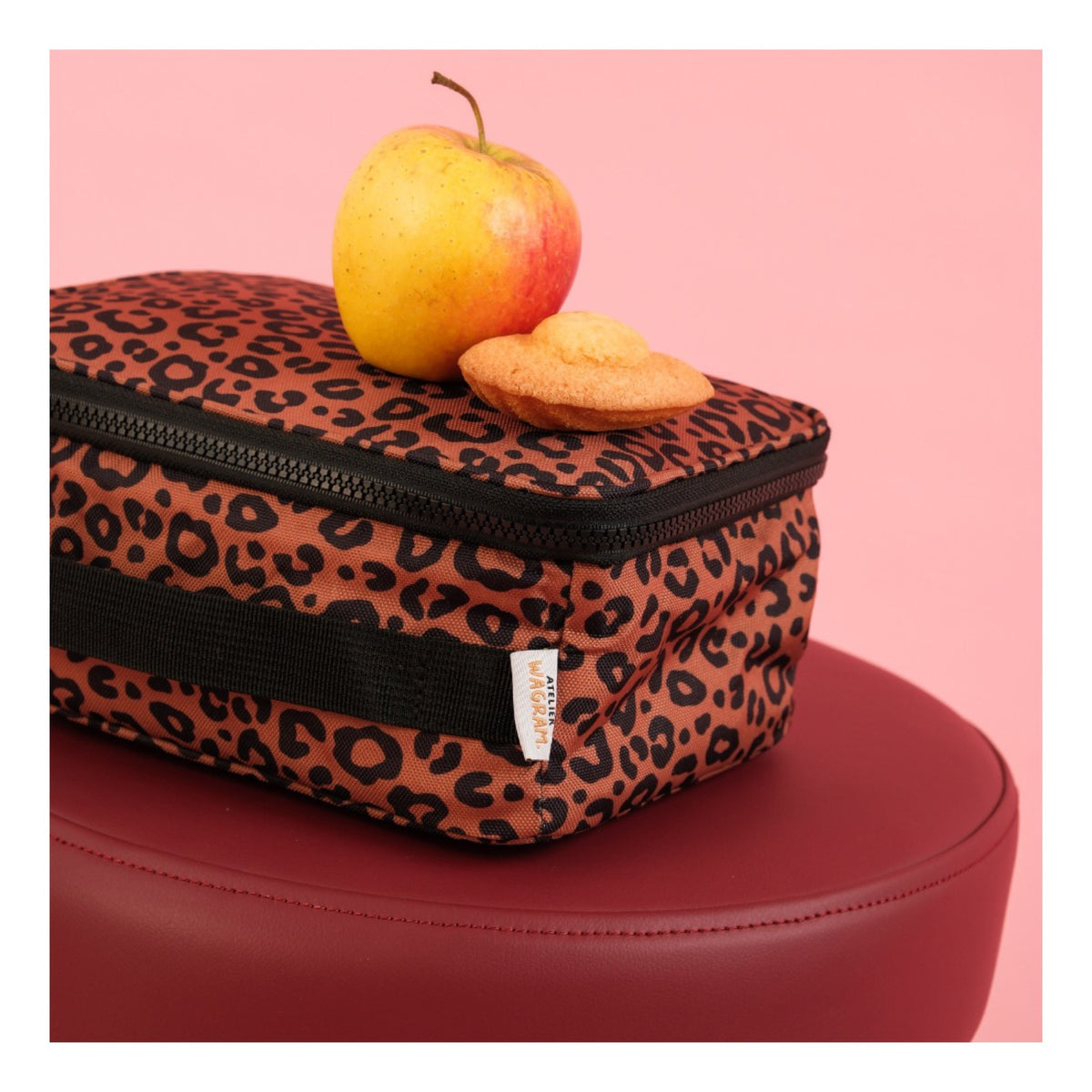 Lunch bag isotherme enfant — Atelier Wagram — Léopard noir fond marron — autre vue 2 | Appart 17 Bruxelles