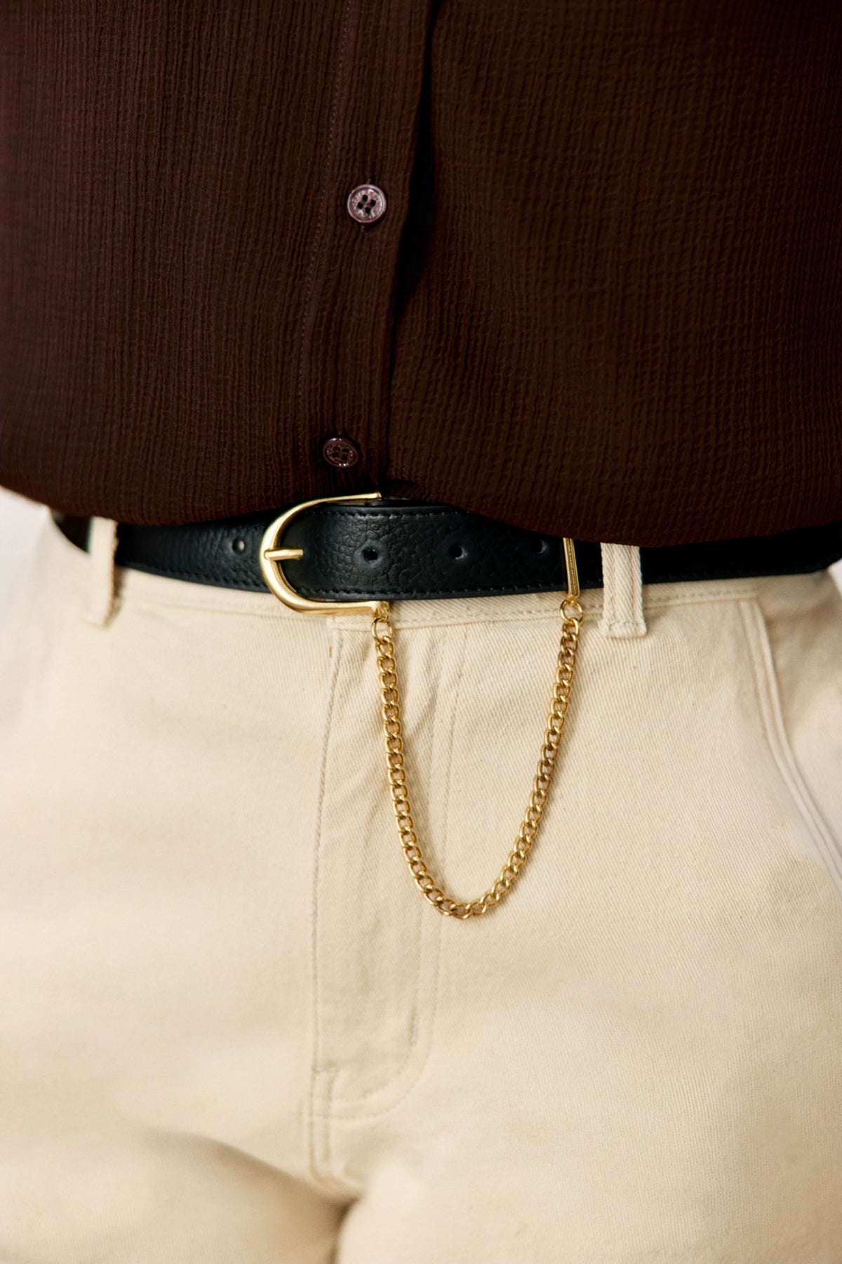 Ceinture Alesia en cuir à chaîne amovible — Noir — vue 3