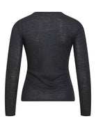 VIELIANNE Top manches longues col rond en maille côtelée fine — VILA — Black Beauty — packshot dos 2 | Appart 17 Bruxelles