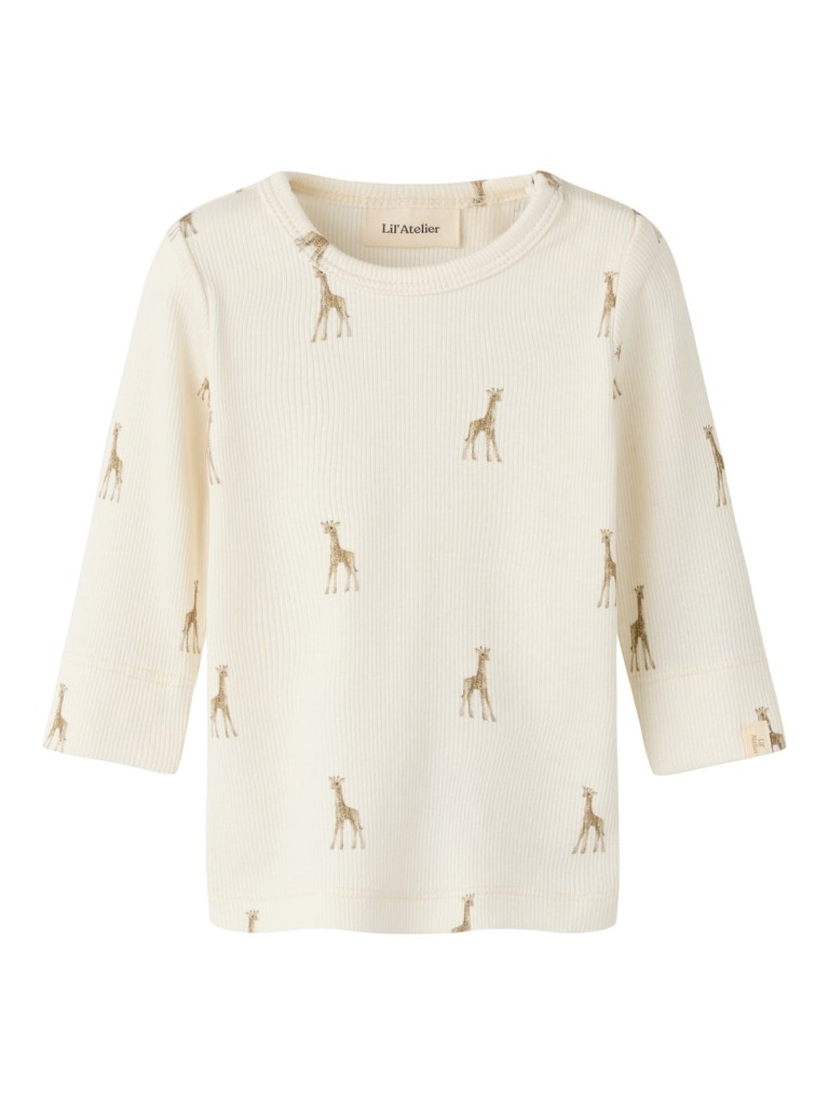 NBNGAVO T-shirt à girafes bébé — Lil' Atelier — Turtledove Giraffe — vue de face | Appart 17 Bruxelles