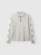 GABpietro Polo en maille à motif argyle, coupe boxy — Gabba — Lt. Grey Melange — packshot 4 | Appart 17 Bruxelles
