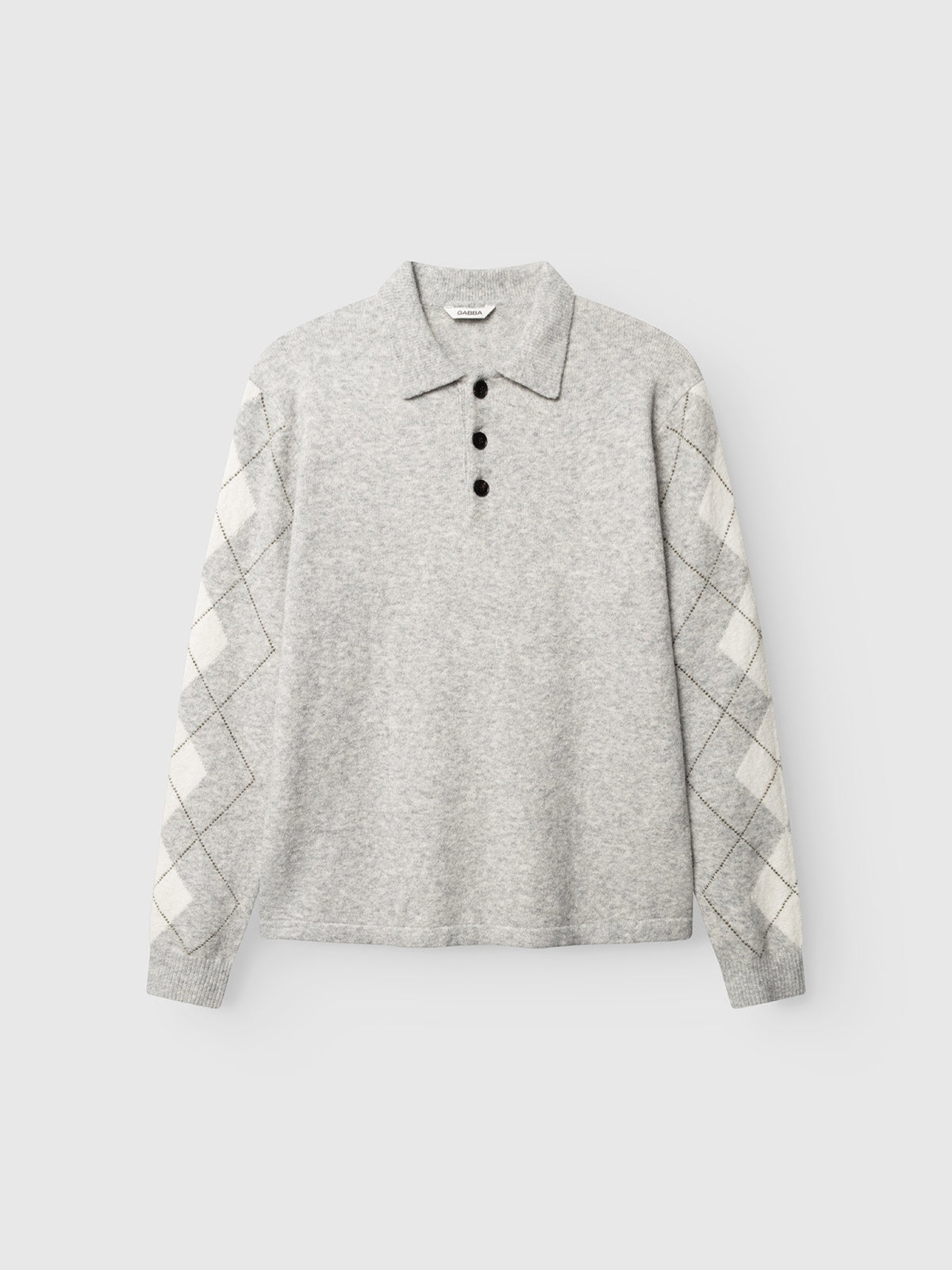 GABpietro Polo en maille à motif argyle, coupe boxy — Gabba — Lt. Grey Melange — packshot 4 | Appart 17 Bruxelles