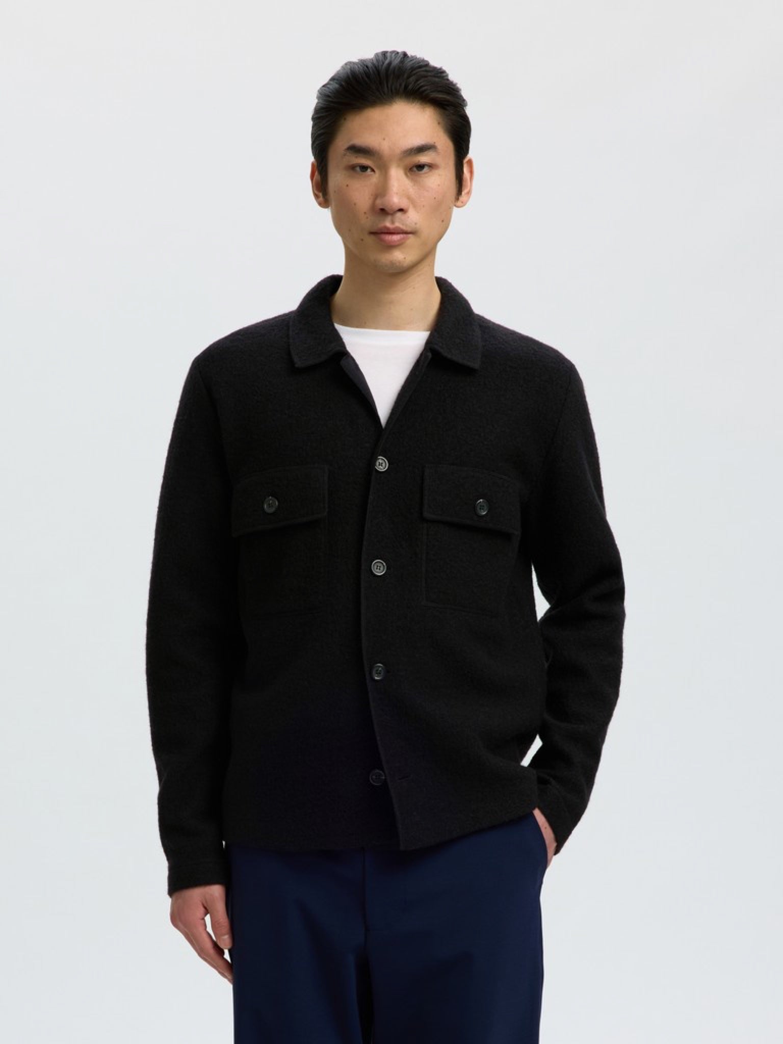 SLMNEALY Cardigan workwear en laine — Noir — vue 2