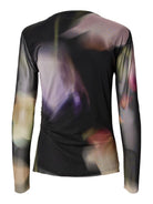 YASSHAMA Top en mesh imprimé all-over, col rond — YAS — Black AOP — packshot, vue de dos 6 | Appart 17 Bruxelles