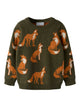 NMMOLA Pull jacquard renards ou ours garçon — name it — Olive Night — vue de face | Appart 17 Bruxelles