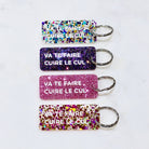 VA TE FAIRE CUIRE LE CUL Porte-clé à paillettes Plus de Love: Violet — Appart 17 Bruxelles