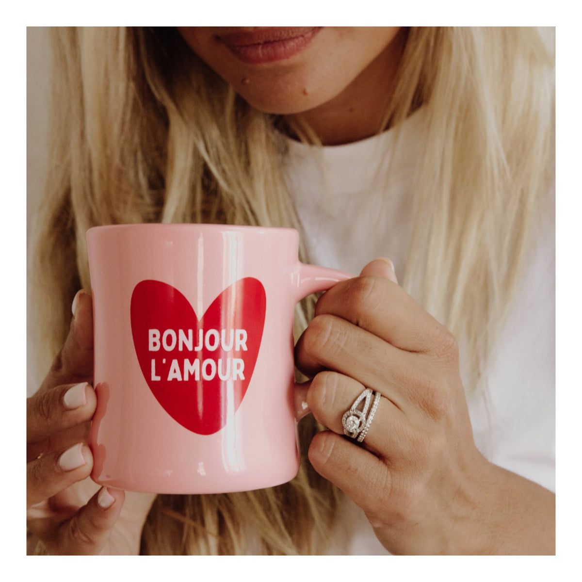 Mug céramique à message — Atelier Wagram — Bonjour l'amour — autre vue 2 | Appart 17 Bruxelles