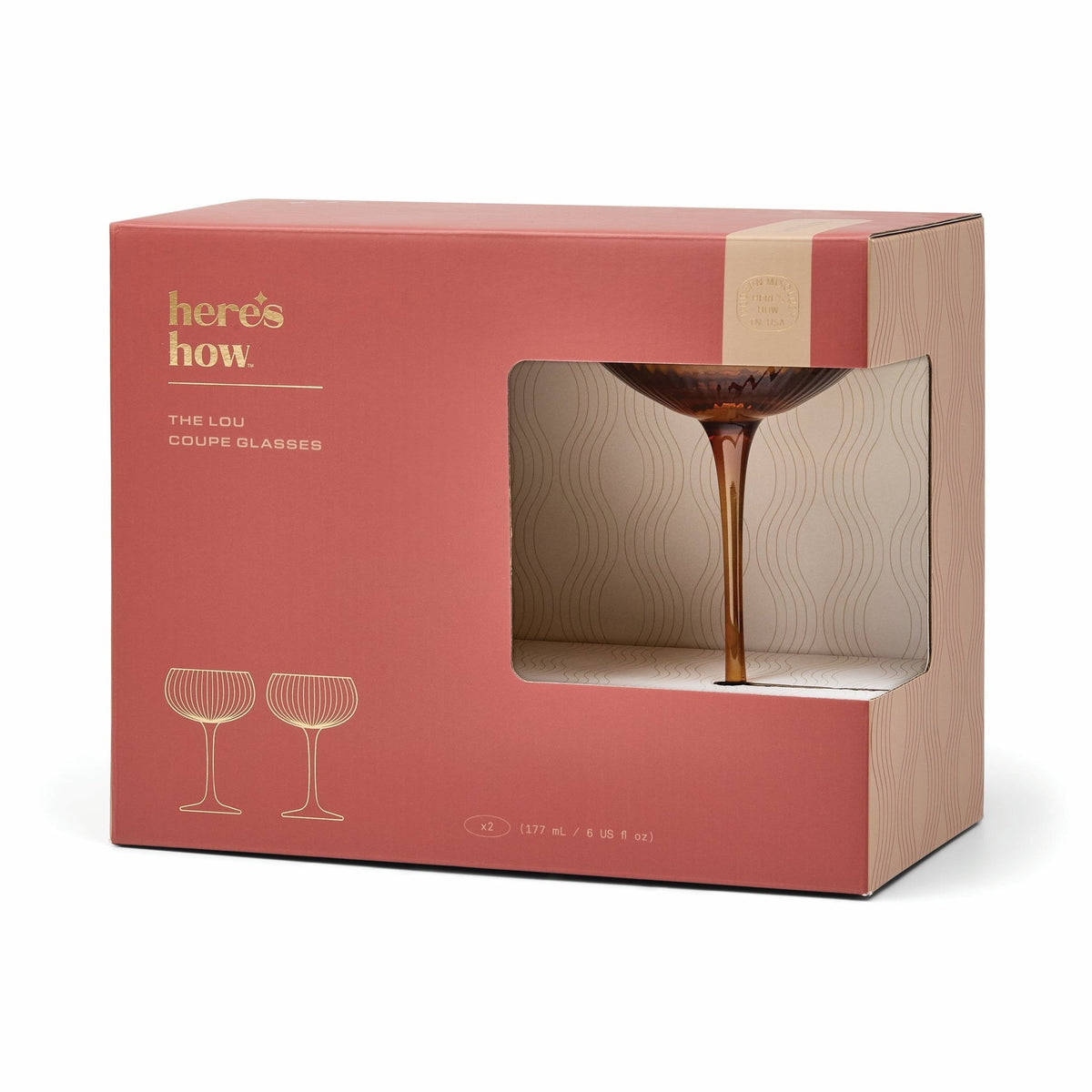 Here's How The Lou Coupes à cocktail cannelées, set de 2 — Here's How — Ambre — packshot 2 | Appart 17 Bruxelles