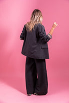 PATTY Pantalon large en maille mélangée laine — Gris — vue 5