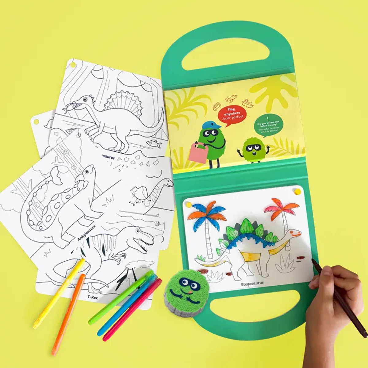 Drawing Kit, mallette de coloriage réutilisable — SuperPetit — Dino — autre vue 5 | Appart 17 Bruxelles