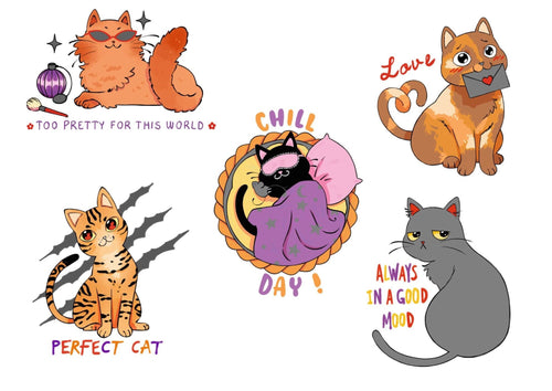 Sticker à l'unité, chats, cool ou kawaii — Poppik