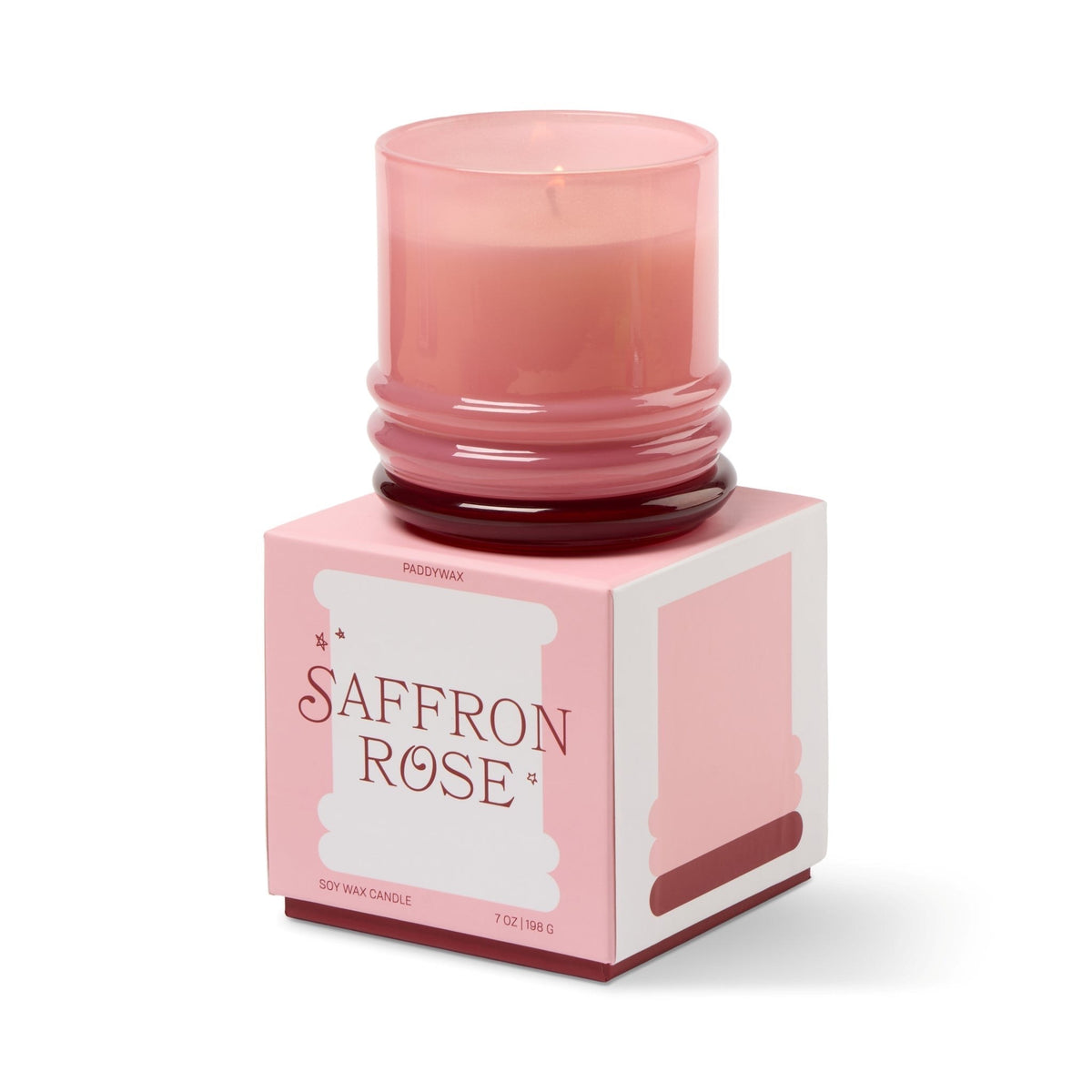 Paddywax Stack Bougie parfumée en verre empilable rose et rouge bordeaux 198 g — Paddywax — Saffron Rose — packshot 5 | Appart 17 Bruxelles