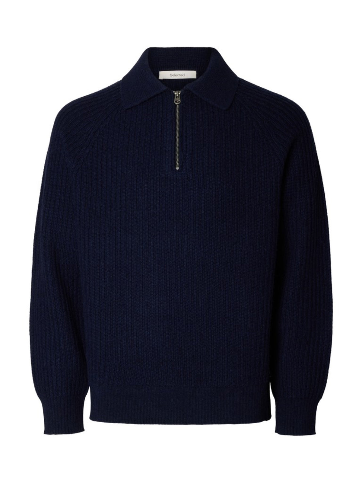 SLMBEN Pull col polo zippé en laine RWS — Selected Homme — Sky Captain — packshot 6 | Appart 17 Bruxelles