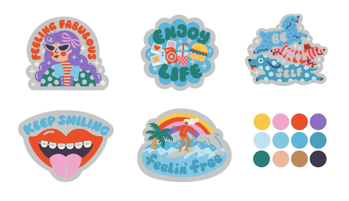 Stickers Poppik à l'unité — série Cool de Lisa Koesterke, 5 motifs | Appart 17 Bruxelles