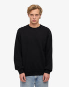 Colorful Standard Classic Organic Crew Sweat col rond coton bio — Colorful Standard — Deep Black — porté, vue de face | Appart 17 Bruxelles