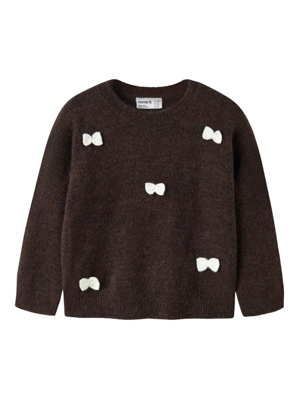 NMFRAVI Pull duveteux à petits nœuds fille — name it — Chocolate Plum — packshot | Appart 17 Bruxelles