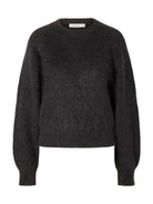 SLWMIRA Pull court en mohair col rond, épaules tombantes — Selected Femme — Asphalt — packshot 6 | Appart 17 Bruxelles