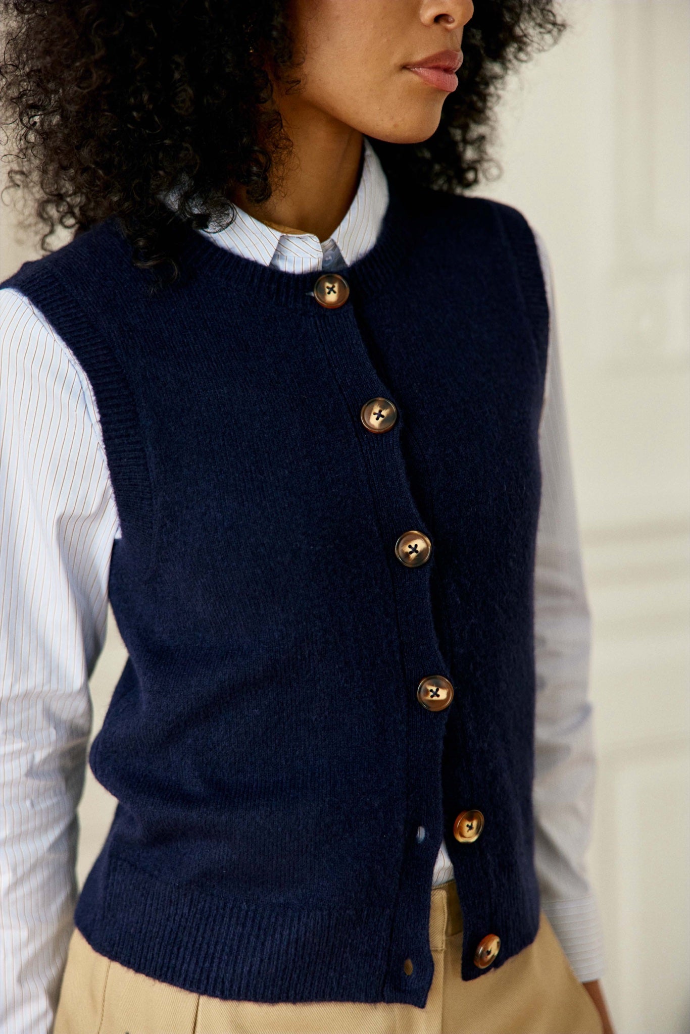 Gilet sans manches Morini en maille — Marine — vue 3