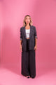 PATTY Pantalon large en maille mélangée laine — Gris