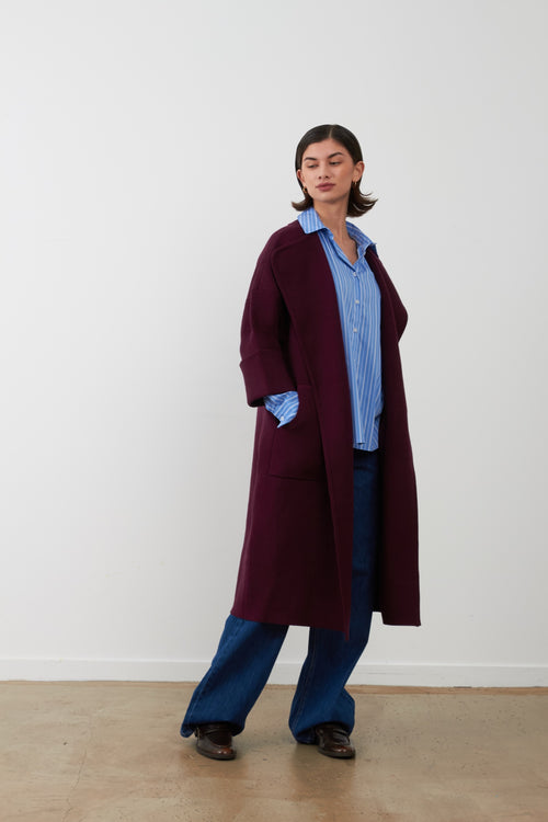 KOH Manteau-gilet long en maille — Burgundy