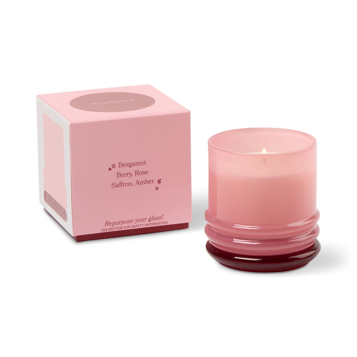 Paddywax Stack Bougie parfumée en verre empilable rose et rouge bordeaux 198 g — Paddywax — Saffron Rose — packshot 4 | Appart 17 Bruxelles