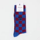 Chaussettes « Petit con » — Félicie Aussi — Damier bordeaux et bleu — photo produit | Appart 17 Bruxelles
