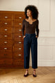 Pantalon carotte Parot à plis marqués — Marine