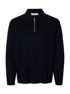 SLMTELLER Polo demi-zip en maille — Sky Captain — Selected