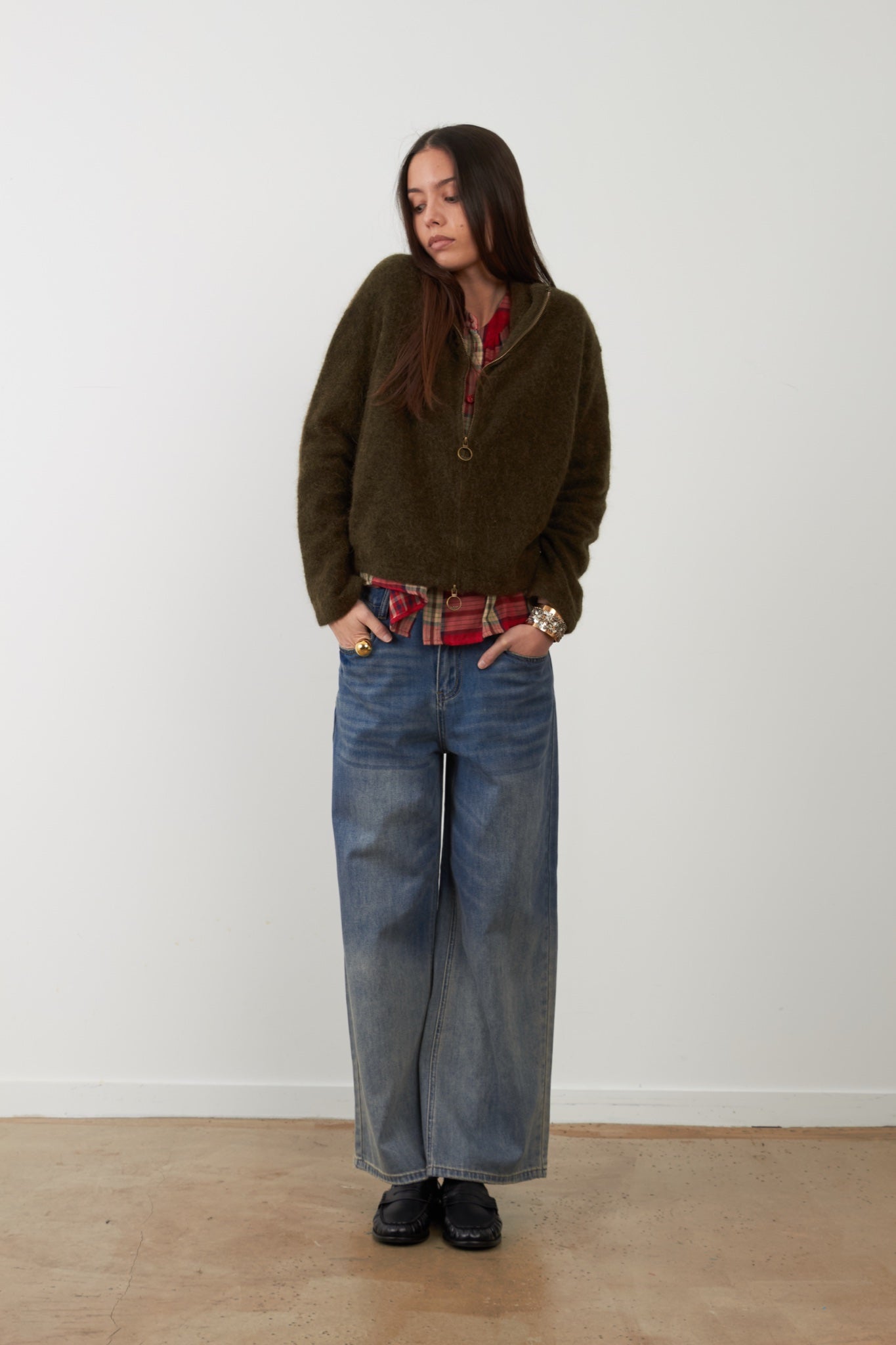 ZULEIKA Pull en maille mohair — Kaki