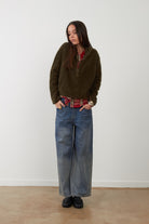 ZULEIKA Pull en maille mohair — Kaki