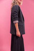 PATTY Pantalon large en maille mélangée laine — Gris — vue 4