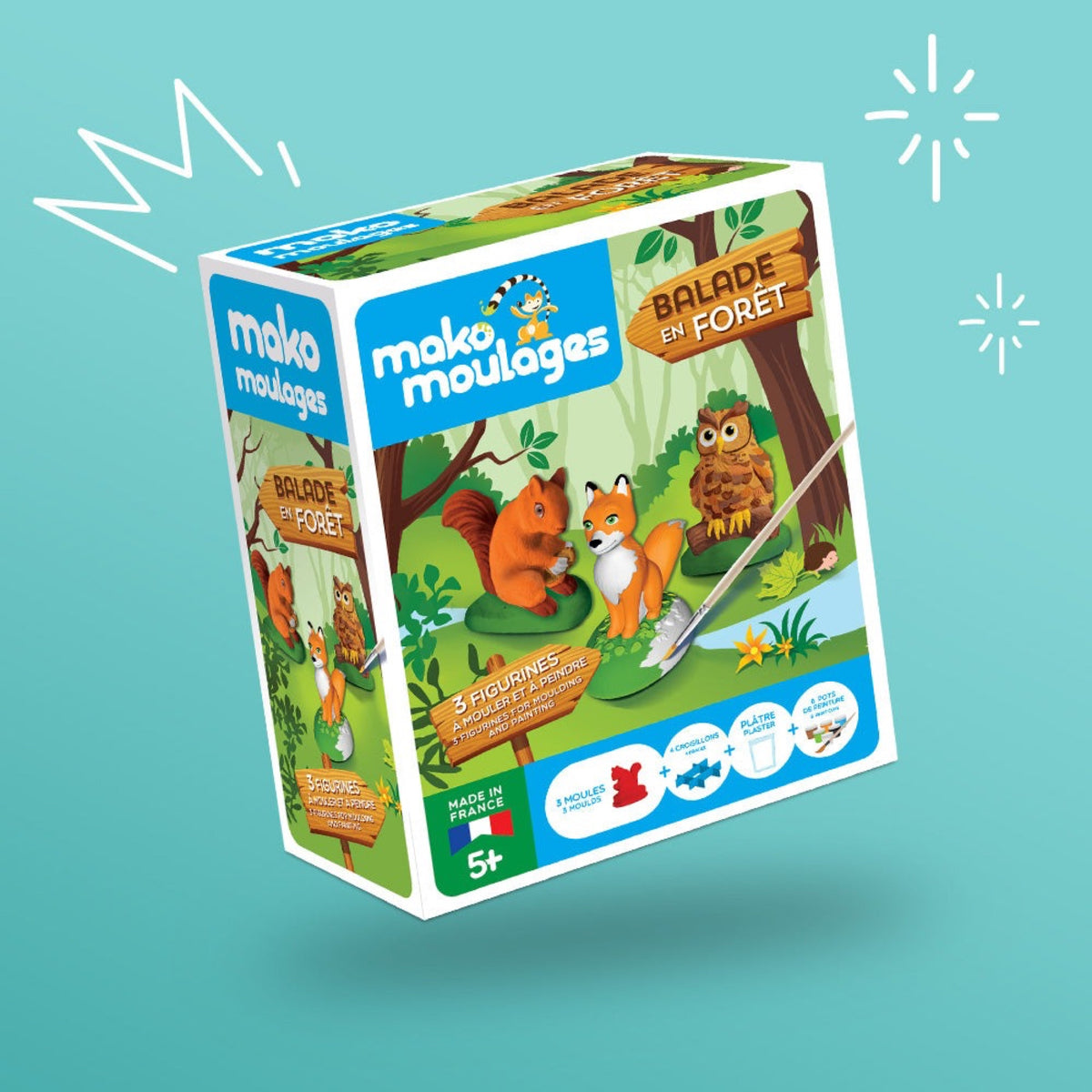 Kit de moulage Balade en forêt, 3 figurines — mako moulages — Balade en forêt — packshot | Appart 17 Bruxelles