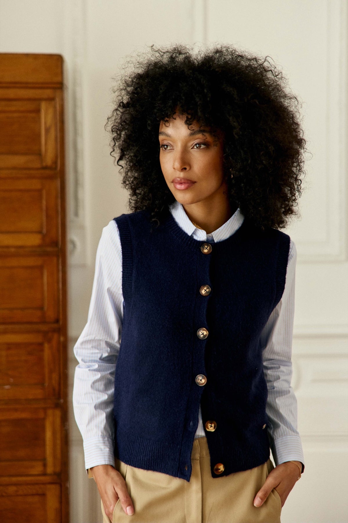 Gilet sans manches Morini en maille — Marine — vue 2