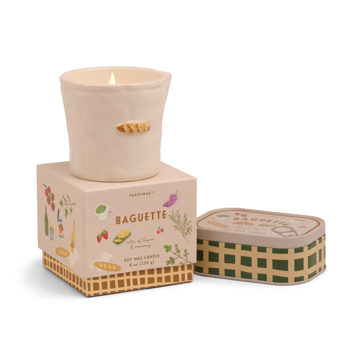 Paddywax Bistro Baguette Bougie parfumée en céramique 226 g — Paddywax — Rosemary & Thyme — packshot 3 | Appart 17 Bruxelles