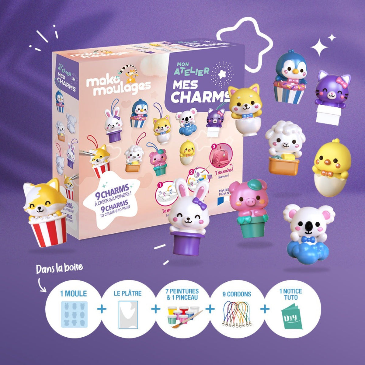Kit de moulage Mon atelier Mes Charms, 9 charms kawaii — mako moulages — Mes Charms — autre vue 2 | Appart 17 Bruxelles