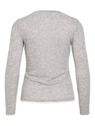 VIELIANNE Top manches longues col rond en maille côtelée fine — VILA — Light Grey Melange — packshot dos 2 | Appart 17 Bruxelles