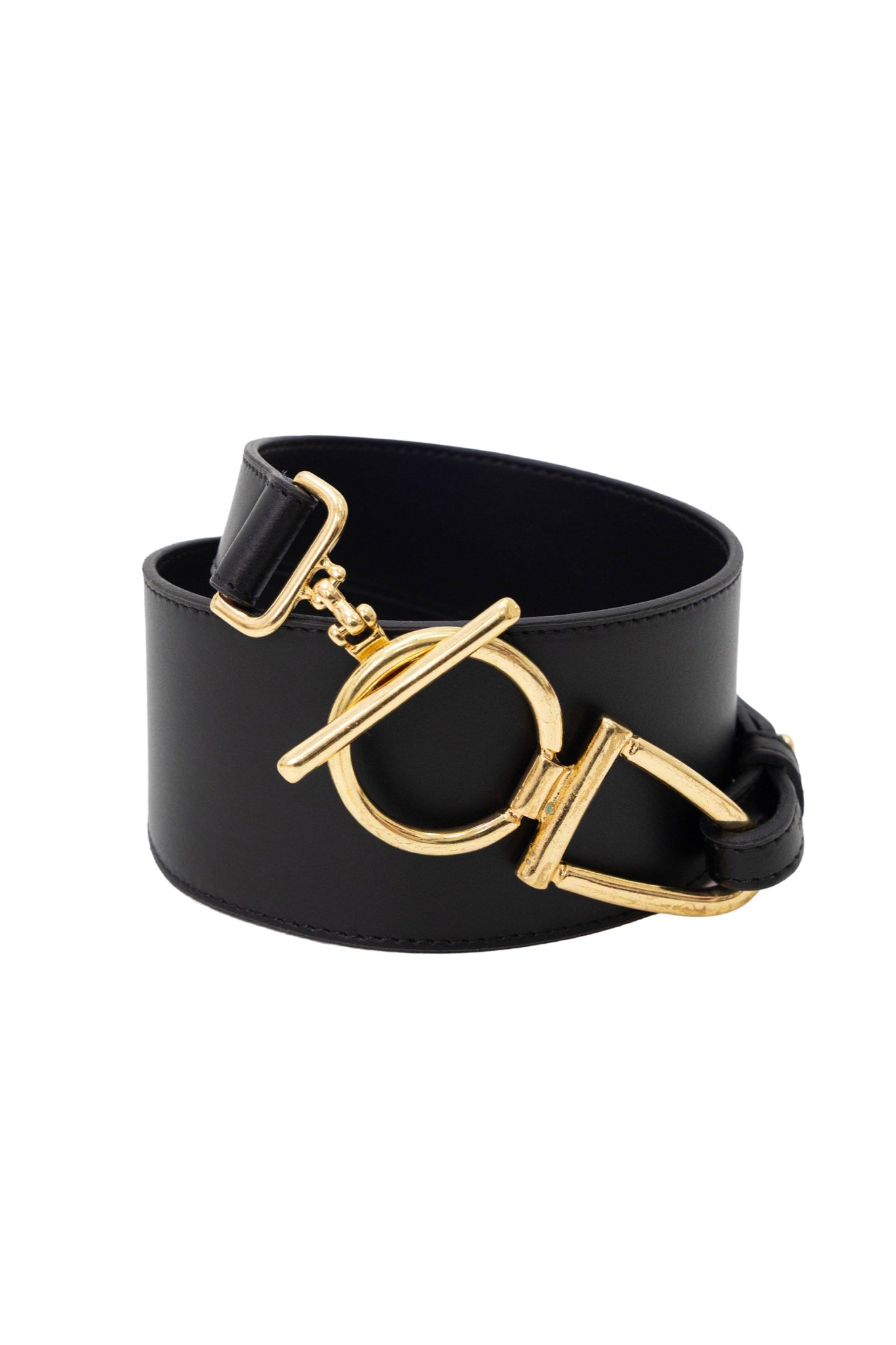 Ceinture Alaia en cuir à boucle dorée — Noir — vue 5