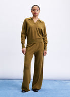 BATH Pull col polo en maille — Olive — FRNCH