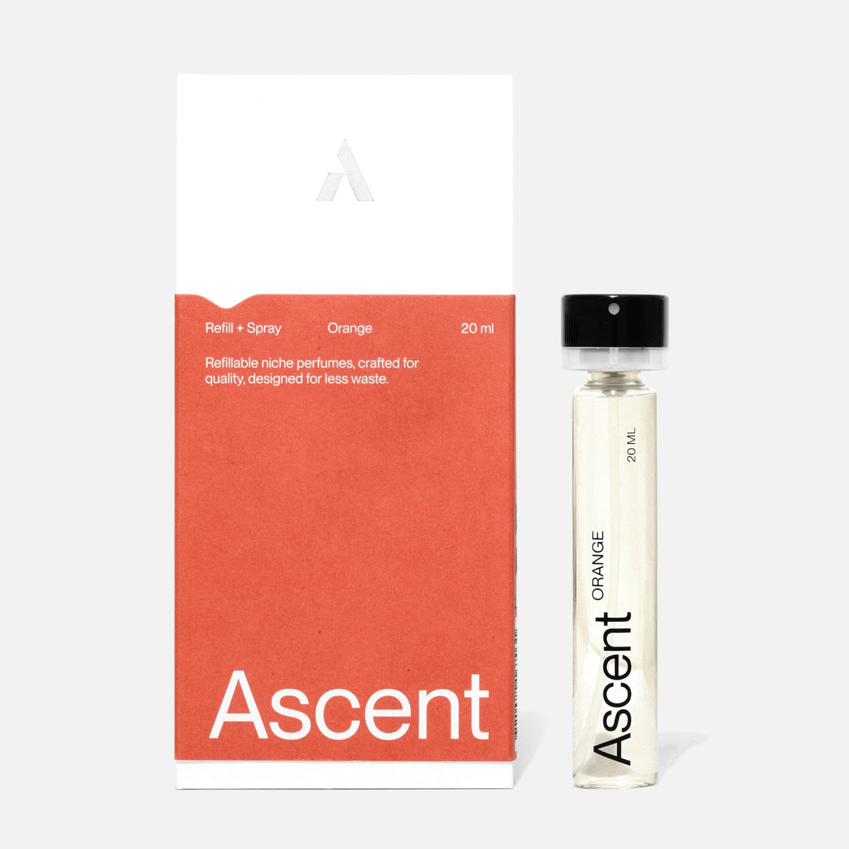 Ascent Refill Extrait de parfum rechargeable 20 ml — Ascent — Orange — packshot, coffret et recharge 2 | Appart 17 Bruxelles