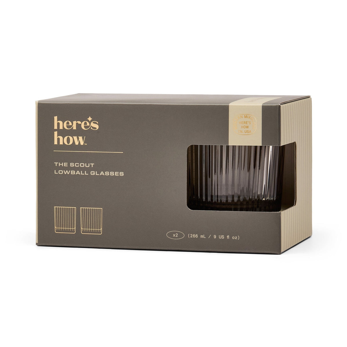 Here's How The Scout Verres lowball cannelés, set de 2 — Here's How — Fumé — packshot 2 | Appart 17 Bruxelles