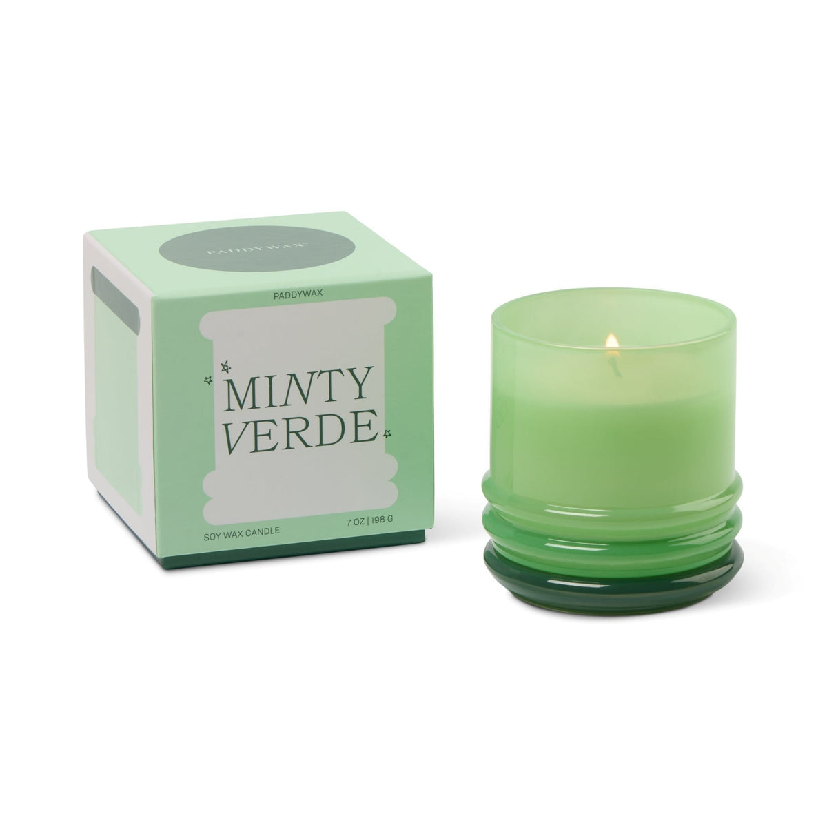 Paddywax Stack Bougie parfumée en verre empilable vert clair et vert foncé 198 g — Paddywax — Minty Verde — packshot 3 | Appart 17 Bruxelles