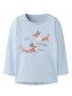 NMFVIX T-shirt manches longues imprimé fille — name it — Subdued Blue Sausage Dogs — vue de face | Appart 17 Bruxelles