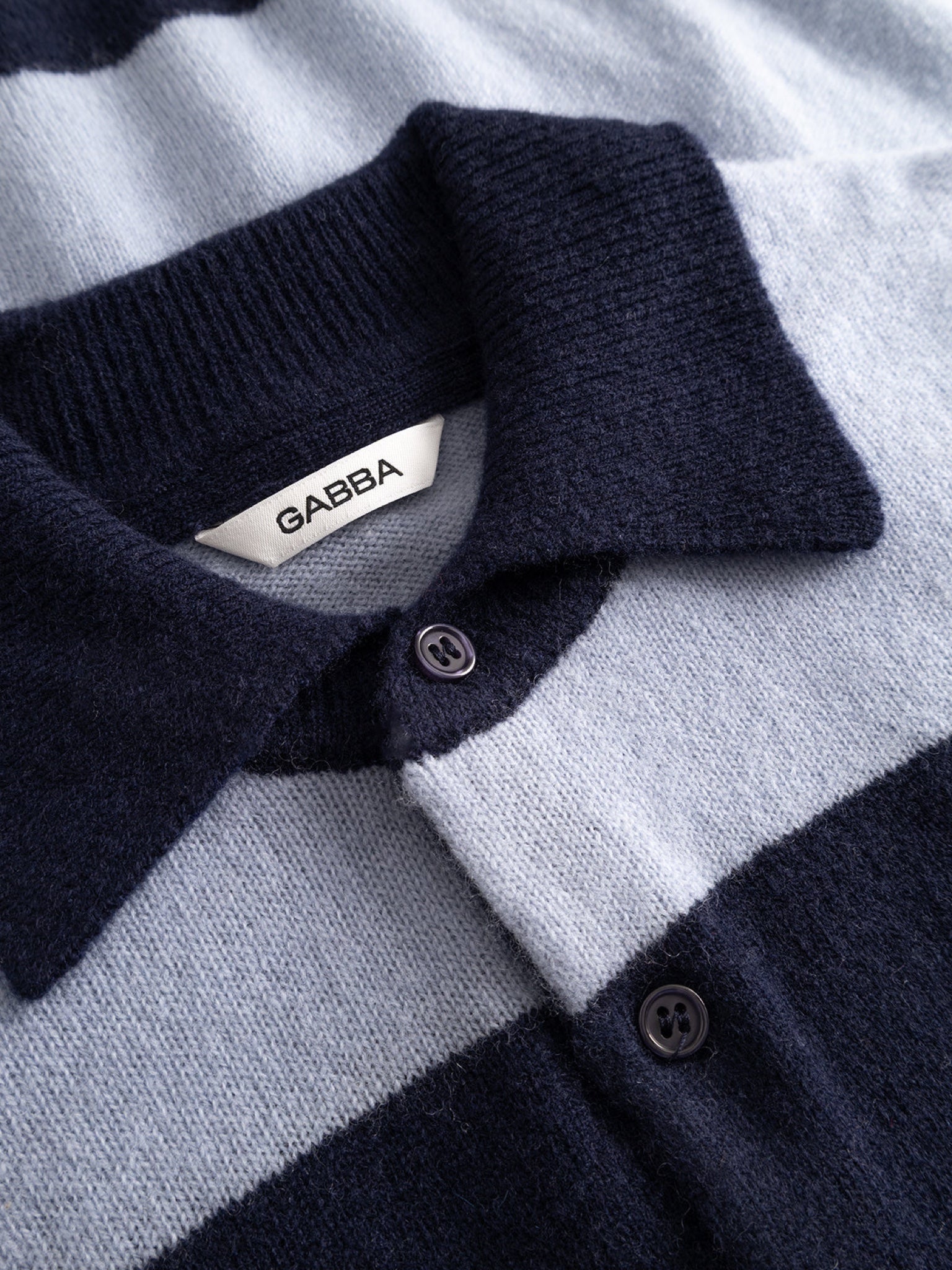 GABworren Polo rayé en laine — Navy Stripe — vue 3