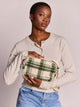 Hindbag Nino Sac bandoulière, tartan ou effet laine — Hindbag — Tartan vert — porté | Appart 17 Bruxelles