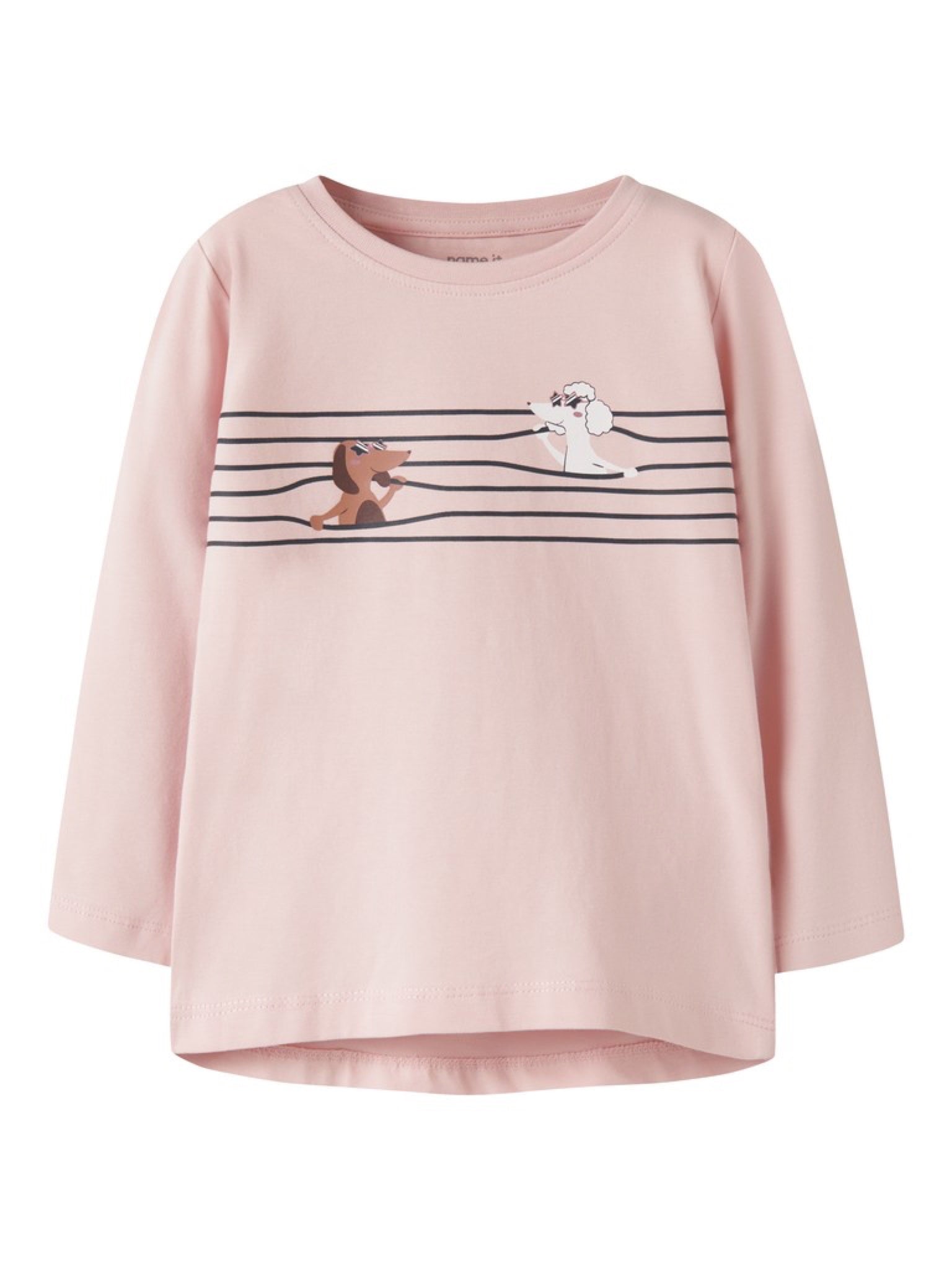NMFVIX T-shirt manches longues imprimé fille — name it — Lotus Stripe Dogs — vue de face | Appart 17 Bruxelles
