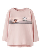NMFVIX T-shirt manches longues imprimé fille — name it — Lotus Stripe Dogs — vue de face | Appart 17 Bruxelles