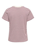 JDYPISA T-shirt col rond en coton bio à imprimé — JDY — Cloud Dancer / New Stripe Windsor Wine Gold — packshot dos | Appart 17 Bruxelles